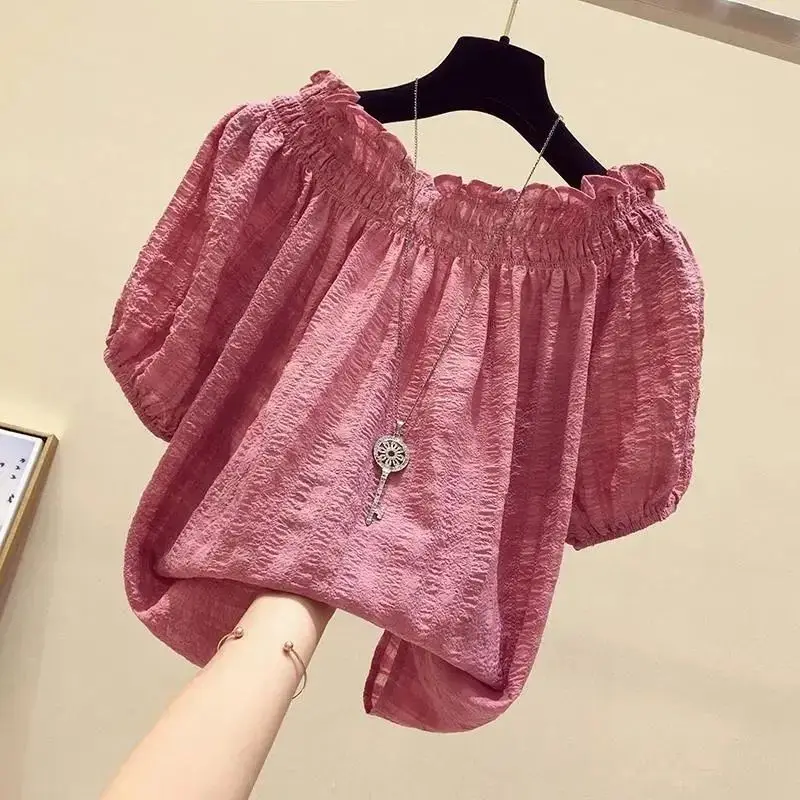 Winter Clothing Line - Розово-красная повседневная блузка с вырезом-лодочкой и