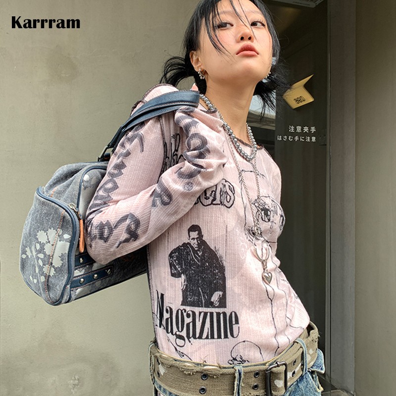 Yellow Winter Clothing - Karrram Y2k Эстетическая футболка Grunge Fairycore